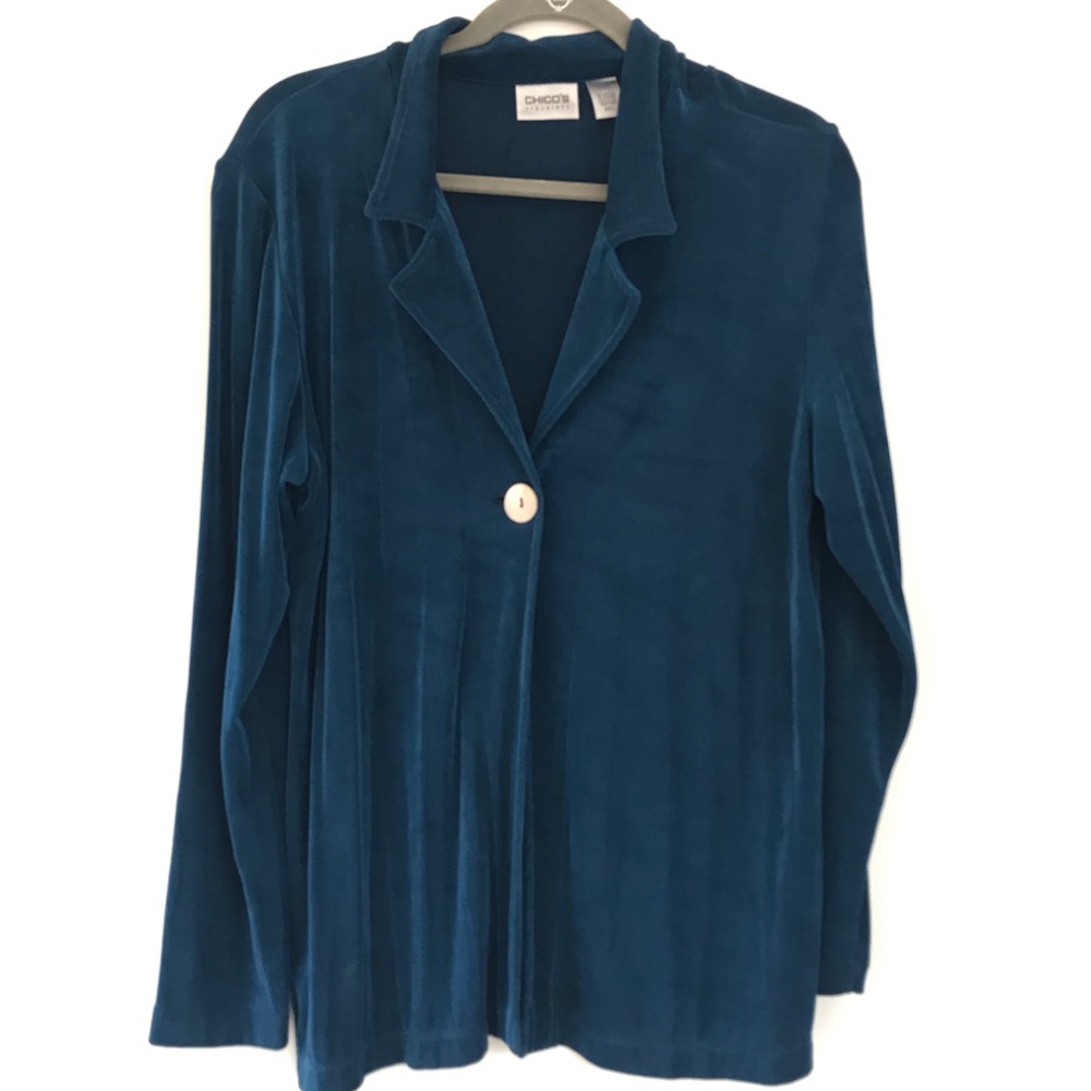 Chicos Travelers Slinky Dark Teal Blue size 2 US Lg size 12